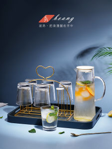 Creative and Slightly Luxury Cold Water Pot Set For Home High Temperature Resistant Glass Cold Bubble Water Pitcher Living Room Juice Lemon and Water Kettle
