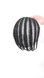 Cornrow Braided Toupee for Men Full PU 100% Human Hair Box Braid Mans Hair Prosthesis Thin Skin Male System Hairpiece 8x10inch