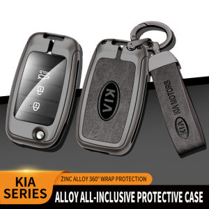 Hợp kim kẽm da gấp Xe chìa khóa thông minh trường hợp bìa Shell chủ Keychain lật bảo vệ từ xa cho Kia Stonic Rio Forte K3 Cerato Soluto Pegas Seltos Soul Sorento Sportage Carens