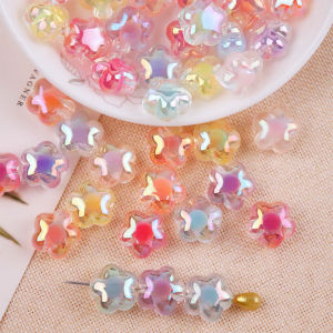 10 Chiếc 14mm Trong Suốt AB Ngôi Sao Hạt Màu Ngẫu Nhiên Acrylic Có Lỗ Cho DIY Thủ Công Vòng Tay Dây Chuyền Trang Trí May Mặc