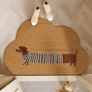 พรมประตูหน้าบ้านแบบหนาพรมพื้นผิวเส้นใยสแปนเด็กซ์สีน้ำตาลสีกันลื่นทนทานต่อการสึกหรอทำความสะอาดง่าย