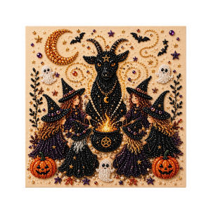 Dowmoo Pearlescent Halloween Diamond Painting Kit Wood Nano Bead Cloth 3D Witch Ghost Pumpkin Sparkle DIY Craft Decor Gift Kit