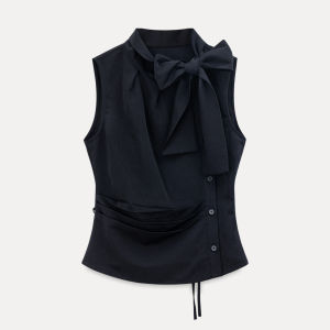 Adjustable Waist-Accentuated Sleeveless Top Flare Skirt Set