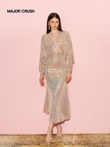 French Romantic Mermaid Iridescent Sequin Evening Dress