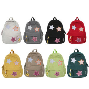 Yaababy Corduroy Star Backpack Large Capacity for Women Daypack Kawaii Rucksack School Bag for Outdoor Campus Travel