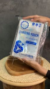 Standing Pouch 14x22 isi 50 plastik ziplock double seal kemasan berdiri bening 1 pack isi 50 lembar