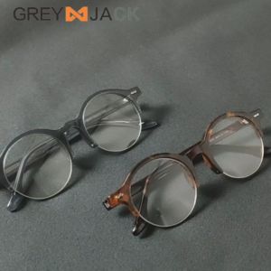 Grey Jack Kacamata Antiradiasi Blueray Model Bulat Retro Half Rim TR+Acetate Bisa Minus 8620