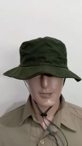 Topi Rimba Lapangan Bahan Ripstop Hijau Tanpa Perekat / Velcro - Quickdry