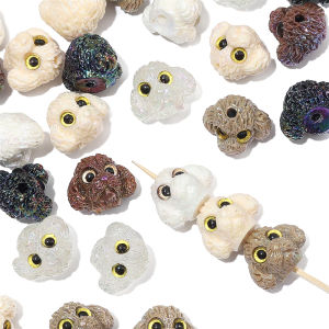 ลูกสุนัขพุดเดิ้ลน่ารักลูกปัดเรเซิ่นทำมือ1ชิ้น19x1 5มม. สำหรับทำเครื่องประดับพวงกุญแจกำไล DIY