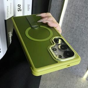 เคส ZQL Luxury Matte Magnetic Fold Stand Bracket สำหรับ Samsung S25 Ultra S24ULTRA S24 Plus รองรับการชาร์จไร้สาย Magsafe