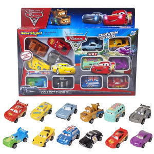 Hot Car 2 Toy Pull Back Disney Pixar Cars 3 Lightning McQueen Sheriff Jackson Storm Ramirez Mater Mini Set kids Birthday Gift 12