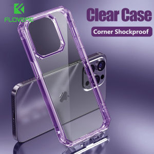 FLOVEME Crystal Transparent Silicone Phone Case For iPhone 14 13 Pro Max 14 Plus Thick Shockproof Clear Hard Bumper Back Cover For iPhone 14 13