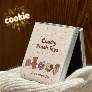 Creative Brown Bread Bear Flip Cover for OPPO Find N3 Flip Foldable Screen N2 Flip Sheepskin Protective Case N3 Flip Anti-Fall Full Cover Cute Cartoon Womens Flip Cover