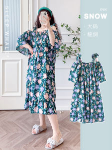 Váy Ngủ Mùa Hè Bằng Vải Lụa Cotton Cho Nữ Váy Ngủ Dài Vừa Phải Tay Ngắn Mỏng Có Họa Tiết Hoạt Hình Mặc Ngoài Trời