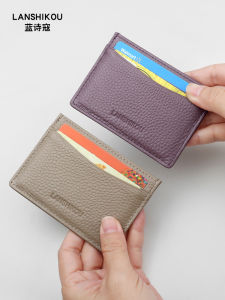 Ultra-Thin Leather Card Holder Wallet for Men And Women Mini Card Bag Lightweight Credit Card Clip Sweet Lady Style Pure Color