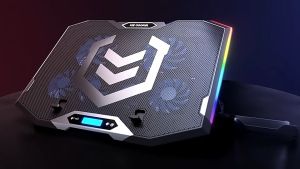 RGB Gaming Cooler: Laptop Cooling Pad with Adjustable Height & Quiet Fans