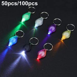 1/10/50/100pc Multicolored Led Keychain light Mini Gift Bright Night Key chain Lamp Torch Portable Emergency Lighting Flashlight