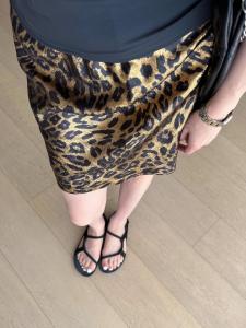 Korean New Style Gold-Stamped Leopard Print A-Line Skirt for Women Summer French Casual Slimming Short Skirt Hot Girl Attitude Mid-Skirt