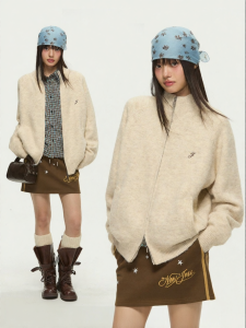JNXS | Áo Cardigan Len Cổ Cao