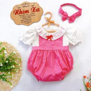 Body chấm bi hồng phối trắng quá xinh cho bé gái 4-12kg B202