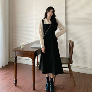 Long-sleeved Dress for Women New Style French Elegant V-neck A-line Dress