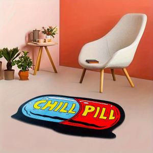 VIKAMA "Chill Pill" Doormat Capsule Shaped Non-Slip Bathroom Entry Mat Bedroom Decorative Rug Home Decor