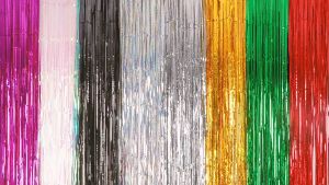 ม่านฟอยล์ ฟอยล์พู่ฝนผ้าไหม ม่านวันเกิดงาน แต่งงาน ตกแต่งผนังพื้นหลัง กาวในตัว  เนื้อเงา เมทัลลิค ตกแต่งงานปาร์ตี้ Backdrop/jt.lifestyle