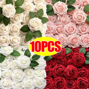 10pcs hoa hồng giả Nhiều màu Bọt hoa hồng giả bó hoa cho ngày Valentine tiệc cưới Đồ cung ứng trang trí