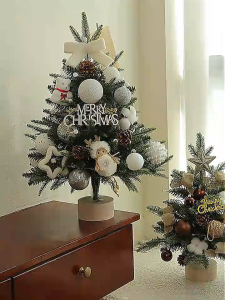 Mini Christmas Tree with Lights Xmas Decorations with Ornaments for Home Tabletop Christmas Tree