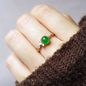 Jade Inlaid Sterling Silver Ring Vintage Style