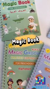 MEKANSM Magic Book Alfabet Arabic Hijaiyah 1 Set isi 4 Buku Pulpen Refill Buku Latihan Belajar Menulis