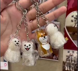 4pcs Clear Pet Hair Keychain / Cartoon Dog Shape Hair Storage Box / Puppy Keyring Pendants / DIY Backpack Decoration