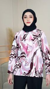 เสื้อมูสลิมผู้หญิง ผ้าไหมอิตลี่พิมพ์ลายสุด เหมาะสำหรับผญอิสลาม ใส่ได้ในทุกวัน หรือใส่เที่ยว ดูดี มีสไตล์ df66วาริส มูสลิม