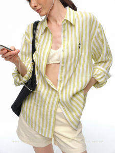 SHEITAOZI | Striped Long Sleeve Loose Casual Blouse Sun Protection