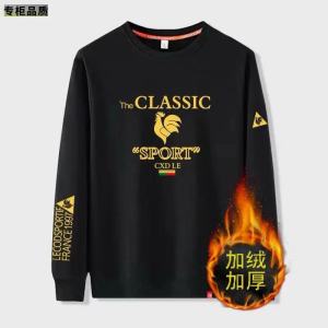 เสื้อฮู้ดคอตตอนหนาพิมพ์ลายไก่สำหรับฤดูใบไม้ร่วง/ฤดูหนาว ทรงหลวม ปกติ แขนยาว ปกติ สำหรับผู้ชายและผู้หญิง