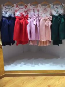 laElegant ling Kids Party Dresses For Girls Wedding Formal Evening Gown Bow Embroidery Children Girl Birthday Princess Dress