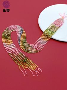 DIY Half-Finished Beads: Crafting Natural Rainbow Tourmaline Facet Bracelets