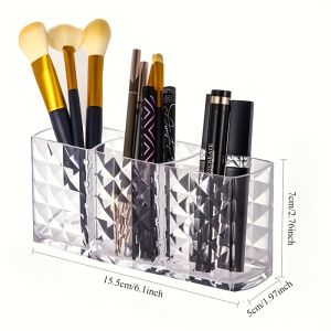 Clear Acrylic Makeup Organizer Holder For Brushes Lipstick And Cosmetics Vanity Desk Storage Box Produce Fridge Container