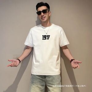 Áo Thun Nam Tay Ngắn Cổ Tròn Dáng Rộng Chất Liệu Cotton Thời Trang Thường Ngày Mùa Hè 2025 Xu Hướng Thời Trang