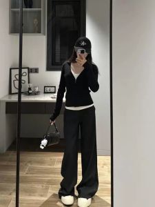 กางเกงขายาวทรงตรงเอวสูงสำหรับผู้หญิง กางเกงขายาวทรงตรงขากว้าง ทรงหลวม กางเกงขายาวลำลอง ทรงสลิมฟิต ทรงยาว ทรงเกาหลี