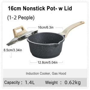 Xinbai nồi không dính 16/18cm Nồi đun sữa với nắp Spout PFOA miễn phí Đá Maifan nồi nấu ăn phù hợp với tất cả các bếp bao gồm cảm ứng