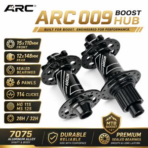Arc | ARC 009 Boost MTB Hub 15x110mm Front 12x148mm Rear Sealed Bearing 6 Pawls 114 Clicks Bicycle Hub HG 11S MS 12S 28H 32H
