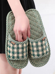 New Arrival Home Fabric Cloth Bottom Cotton Slippers Womens Wooden Floor Mute Spring Summer Autumn and Winter All Year Round Couple Soft Bottom Machine Washable