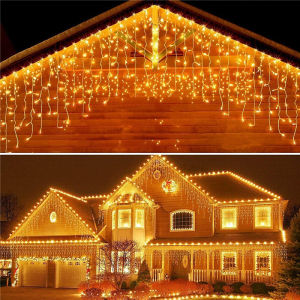 Street Garland On The House Christmas Decorations Ornaments LED Festoon Icicle Curtain Light Droop 0.3m-0.5m EU Plug New Year