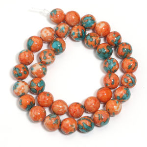 Orange Blue Colorful Rain Jaspers Round Beads Natural Loose Stone Beads For DIY Jewelry Making 4/6/8/10/12mm Bracelet 15