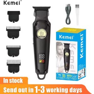 Kemei ปัตตาเลี่ยนไฟฟ้าผู้ชายมี USB ปรับได้หน้าจอ LCD ตะขอ KM-2371ได้ง่าย