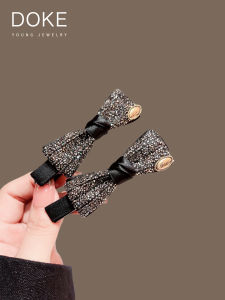 Luxurious Shiny Diamond Butterfly Knot Hair Clip Womens French Style Side Bangs Duckbill Hair Clip Elegant Hair Accessories