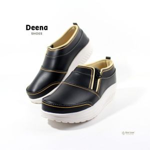 Sepatu wedges wanita ONE LOVE model Rits samping sol karet TPR putih empuk dan ringan