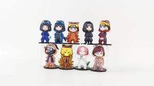 Bandai | Anime 8cm Naruto 9pcs Set Random Blind Box Haruno Sakura Kakashi Sasuke Action Figure Movie Model Toy Birthday Christmas Gift