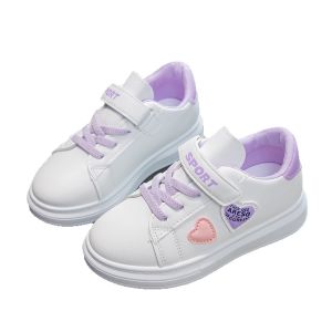 Primary School Girls Running Shoes Flat Bottom Sports Casual Leather Surface Elementary Students Spring Autumn New Style Shoes